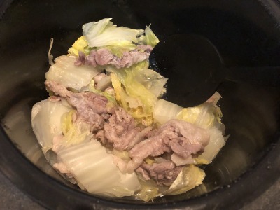 ホットクック　豚こま切れ肉と白菜の煮物（加熱後）